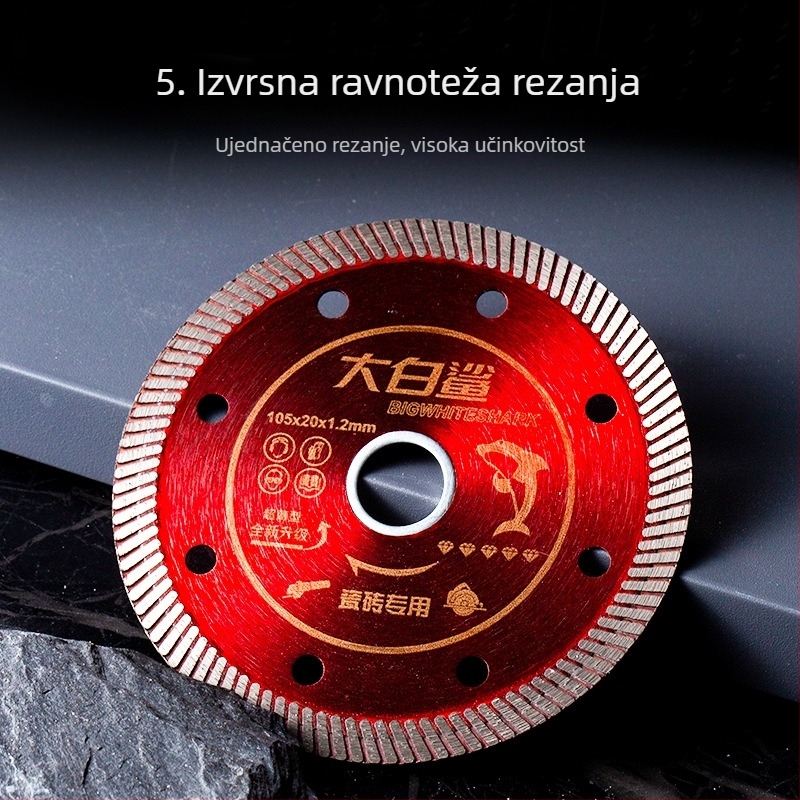 Dijamantni disk za rezanje pločica – model Great White Shark, marka Great White Shark, namijenjeno za obradu betona, proizvedeno sinteriranjem.
