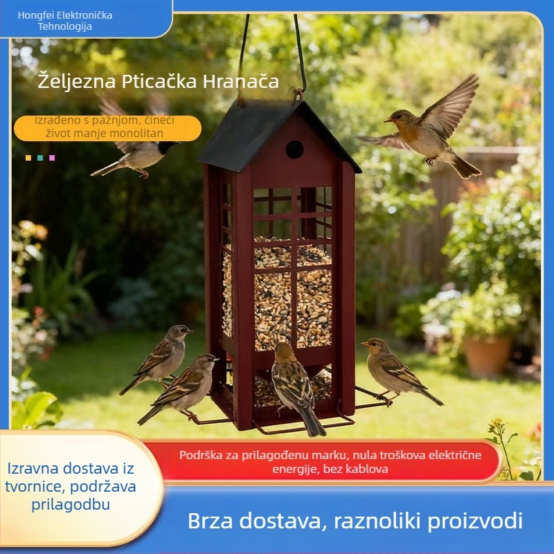 Metalna viseća hranilica za ptice za vrt – dekorativna kućica za ptice, kreativni stil
