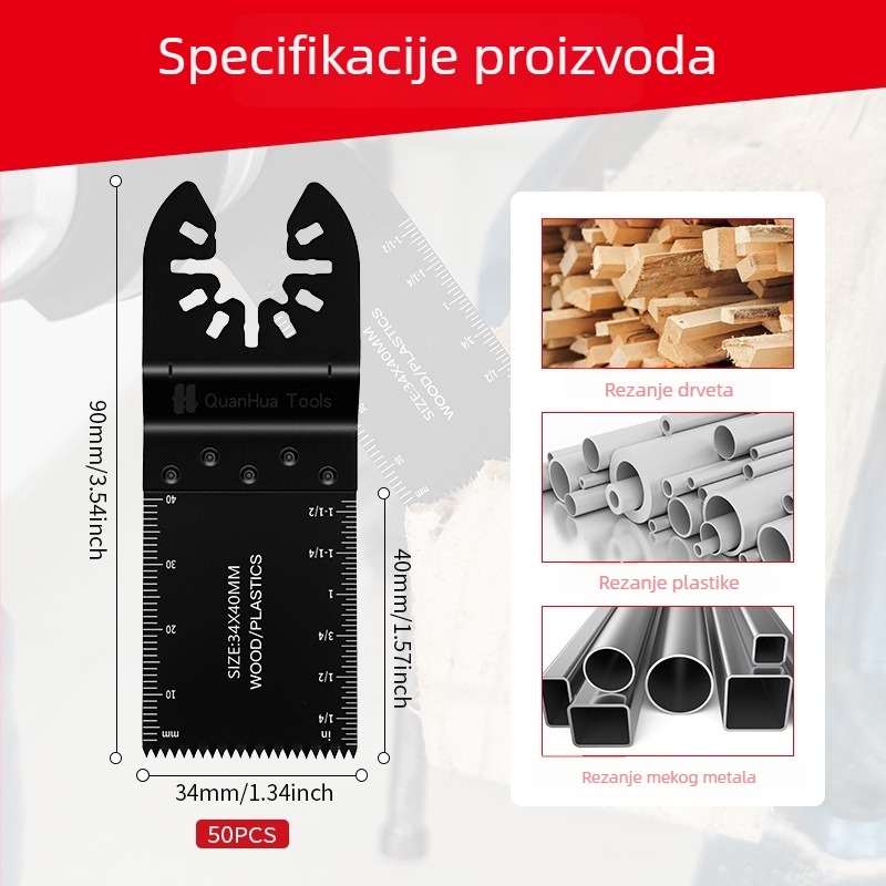 Set lamela za univerzalnu oscilirajuću pilu, 50 kom., Quanhua, visoko ugljično čelik