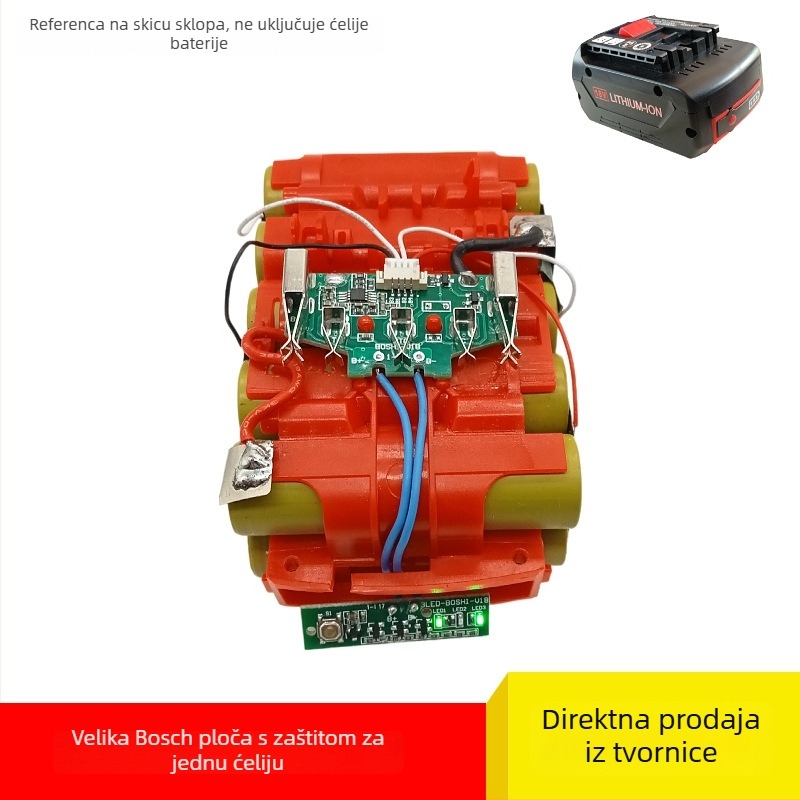 Kućište baterije za 18V aku bušilicu BAT609, karbonsko čelika, 10×18650 ćelija, LED zaslon