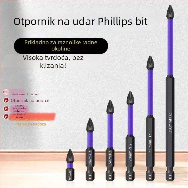 Krstasti nastavak za odvijač, S2 čelični alat, magnetski, izoliran, otporan na udarce, visoka tvrdoća