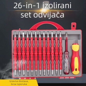 26-in-1 set odvijača za kućne popravke s magnetskim i izoliranim vrhovima, od krom-vanadij Cr_V čelika, Težina: 902 g