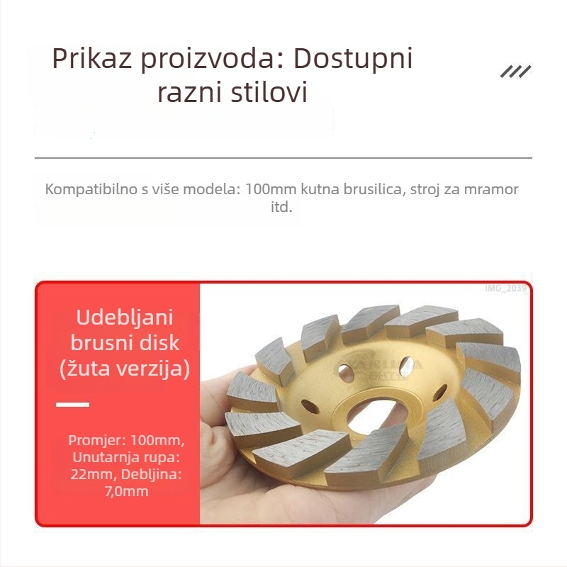 Yanlijia Dijamantni disk za kutnu brusilicu – za kamen, cement i betonske površine; proizvedeno u Kini