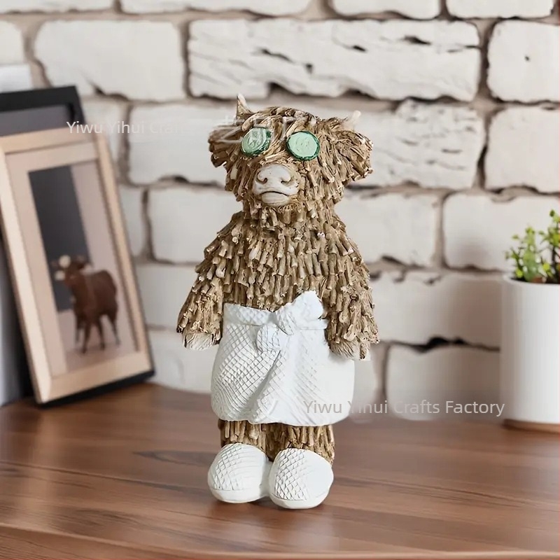 Smolna figura krave za vrt – pastoralni stil (Materijal: smola; Marka: Huiyin; Kategorija: smole rukotvorine)