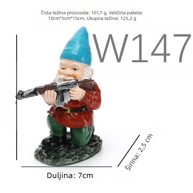 Vrtna skulptura od smole, patuljak-elf u stilu crtanog filma