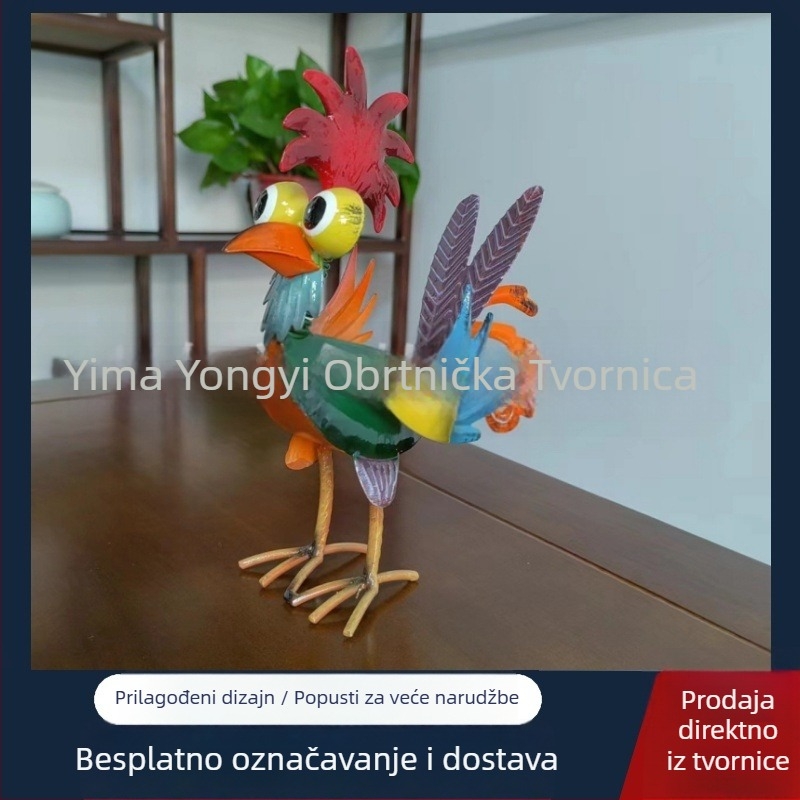 Željezni kokoš – stolna skulptura za unutarnju i vanjsku uporabu – 3D ukras (Materijal: željezo; Kategorija: Životinje; Primjenjiva upotreba: unutarnje i vanjske; Dizajn: 3D)
