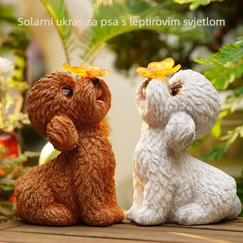Tang Yun Crafts Ukras za vrt od smole: Teddy pas sa solarnim pogonom za vanjsku upotrebu