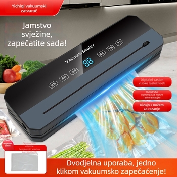 Kućna mašina za vakuumsko pakiranje mesa i povrća, automatska, ABS kućište, 220V, kapacitet 500–1000 ml, funkcija vakuuma i zatvaranja, mogućnost prilagodbe