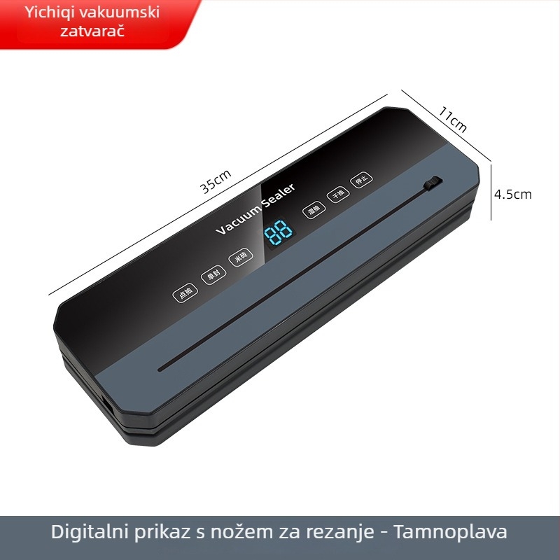 Kućna mašina za vakuumsko pakiranje mesa i povrća, automatska, ABS kućište, 220V, kapacitet 500–1000 ml, funkcija vakuuma i zatvaranja, mogućnost prilagodbe