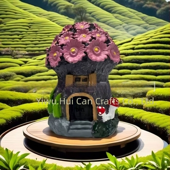 Smolna kućica s gljivom – dekorativna figura, pastoralni stil, ručni rad od smole, pogodna kao dar za vjenčanje, rođendan i Božić