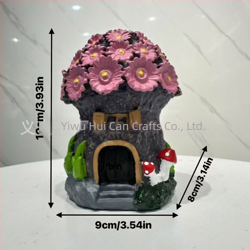 Smolna kućica s gljivom – dekorativna figura, pastoralni stil, ručni rad od smole, pogodna kao dar za vjenčanje, rođendan i Božić