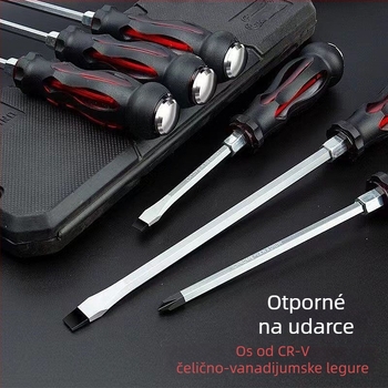 Otporan na udarce set odvijača s križnim i ravnim vrhom za industrijsku upotrebu — tijelo od plastike; ručka od krom vanadija; tip glave: križni