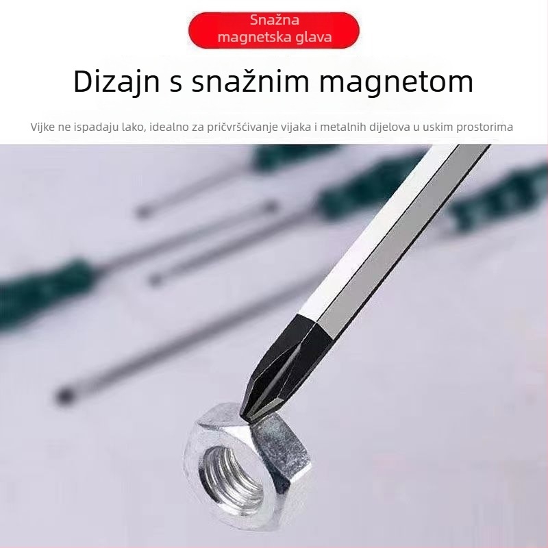 Otporan na udarce set odvijača s križnim i ravnim vrhom za industrijsku upotrebu — tijelo od plastike; ručka od krom vanadija; tip glave: križni