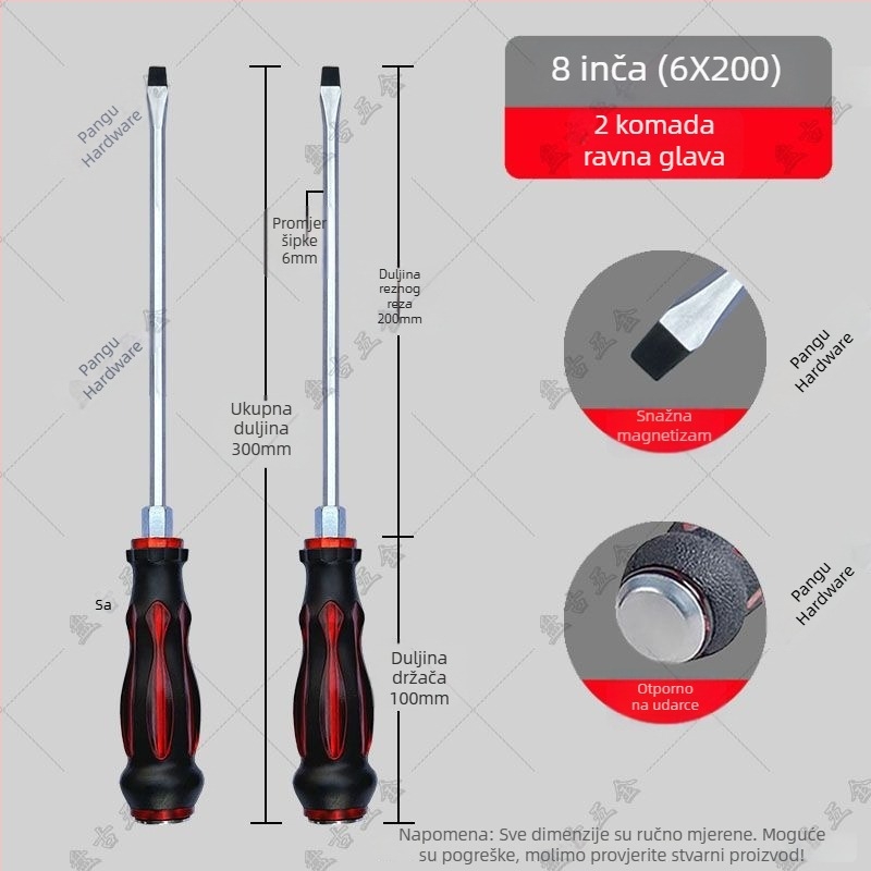 Otporan na udarce set odvijača s križnim i ravnim vrhom za industrijsku upotrebu — tijelo od plastike; ručka od krom vanadija; tip glave: križni