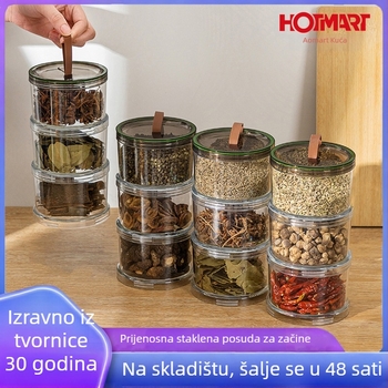Plastična kutija za začine, osmerokutnog oblika, sa zatvorenim poklopcem i mogućnošću slaganja