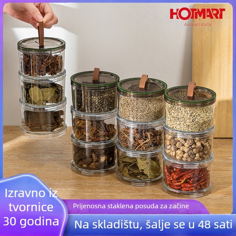 Plastična kutija za začine, osmerokutnog oblika, sa zatvorenim poklopcem i mogućnošću slaganja