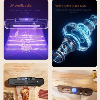 Kućna vakuumska mašina za zatvaranje s LCD zaslonom, ABS kućište, 120W, 220V, kapacitet <500 ml