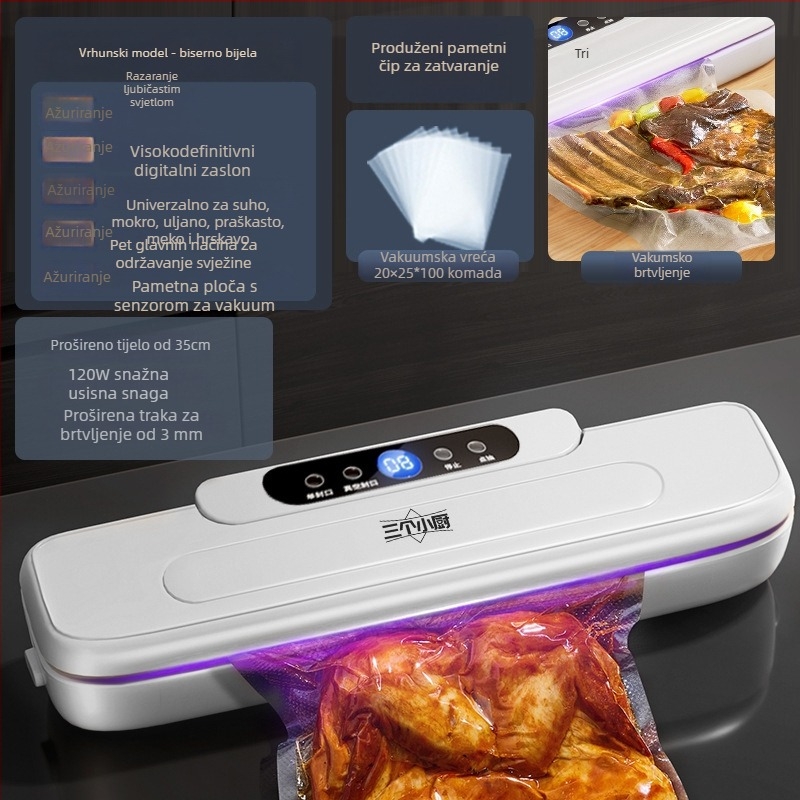 Kućna vakuumska mašina za zatvaranje s LCD zaslonom, ABS kućište, 120W, 220V, kapacitet <500 ml