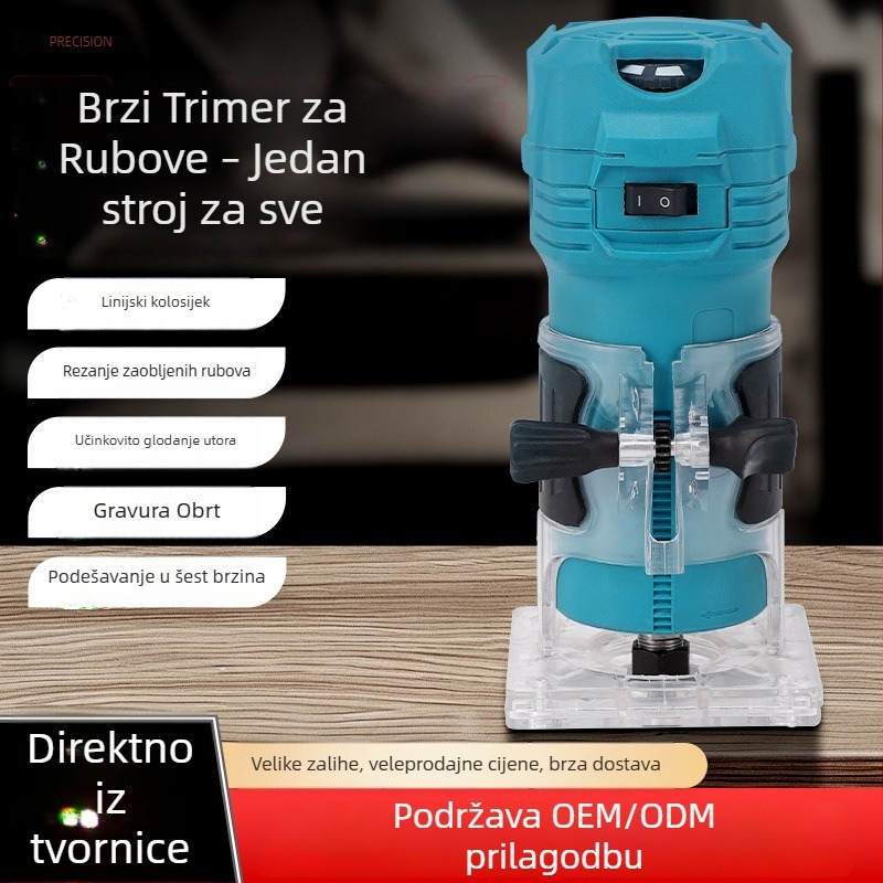 Električni alat za obradu drveta: završni alat za rubove i inverzno frezanje, kompaktna mašina za kanale, bušenje i graviranje