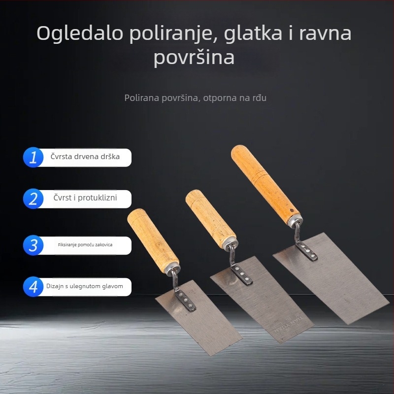 Špachtla za pločice s dugačkom drškom i integriranim strugačem (Model: Plošna lopatica; Opseg primjene: građevinski alati; Primjena: polaganje pločica)