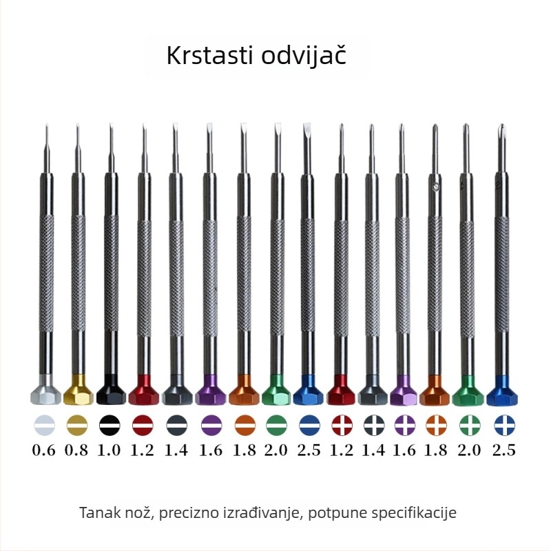 Qiantian set odvijača za popravak satova, šesterokutni vrh, nemagnetičan, neizoliran, Cr_V krom-vanadijska čeli, 0.012 kg, pogodno za satove