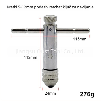 Oster Adjustable Ratchet Hand Tap Wrench, M3-M8 / M5-M12, Extended, Forward and Reverse Threading