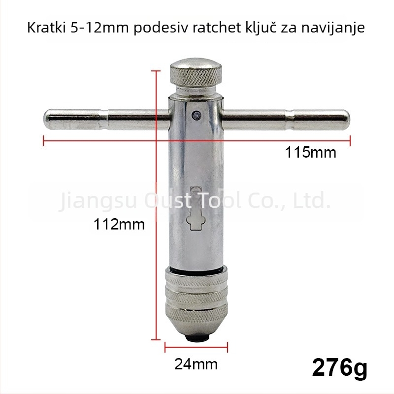 Oster Adjustable Ratchet Hand Tap Wrench, M3-M8 / M5-M12, Extended, Forward and Reverse Threading
