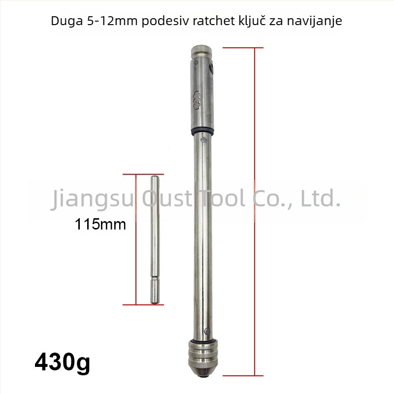Oster Adjustable Ratchet Hand Tap Wrench, M3-M8 / M5-M12, Extended, Forward and Reverse Threading