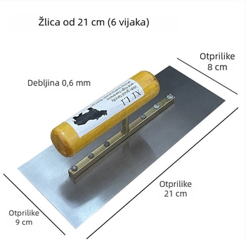 Špatula za malter s čeličnom pločom i zubima, produženi držač