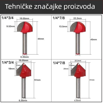 Xu Shen bočna freza - čelik, premazana, 90° V-oblik glodalica s krušnim dnom
