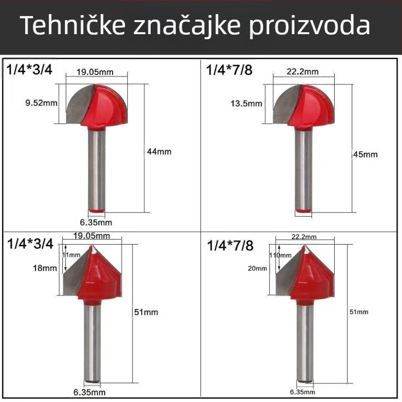 Xu Shen bočna freza - čelik, premazana, 90° V-oblik glodalica s krušnim dnom