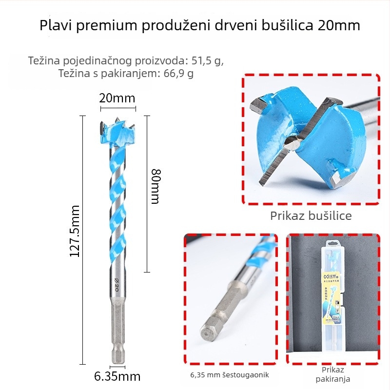 Han Ax Šesterostruki navojni kružni proširivač otvora brave za vrata – bušilica za drvo