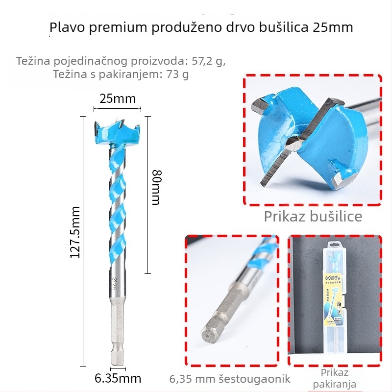 Han Ax Šesterostruki navojni kružni proširivač otvora brave za vrata – bušilica za drvo