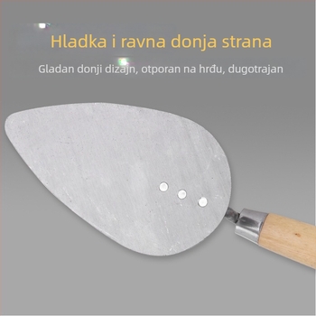 Zidarski alat s drvenom ručkom u obliku breskve — Strong Work model Gray Spoon, porijeklo Kina, namijenjeno zidarskim i majstorskim radovima