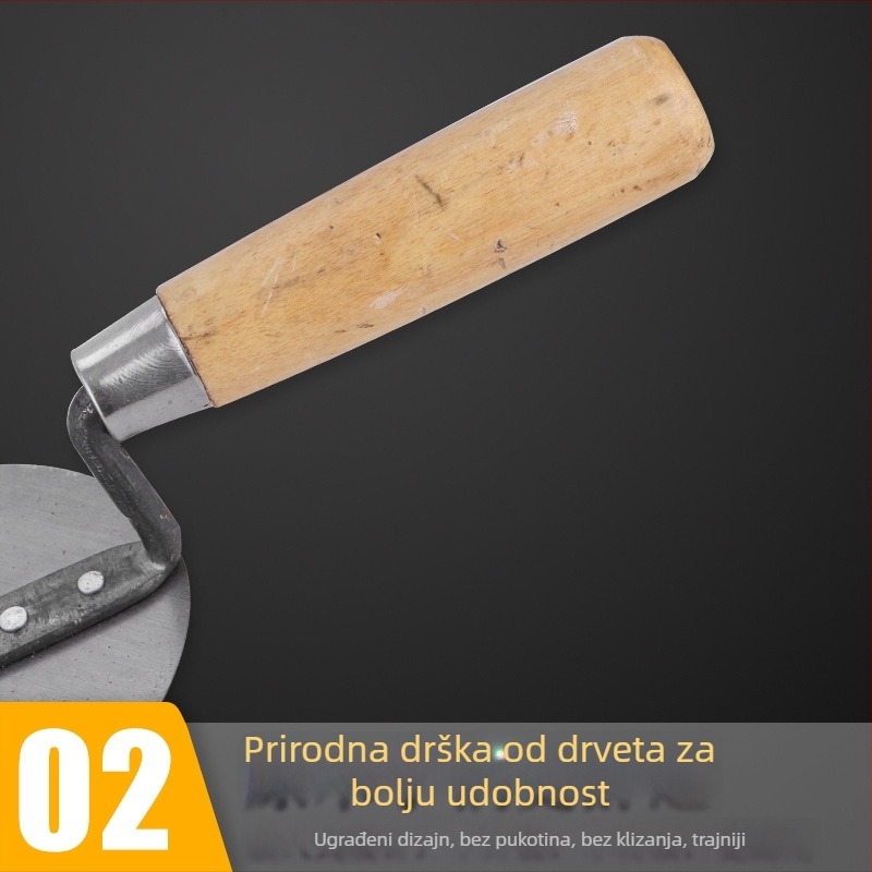 Zidarski alat s drvenom ručkom u obliku breskve — Strong Work model Gray Spoon, porijeklo Kina, namijenjeno zidarskim i majstorskim radovima