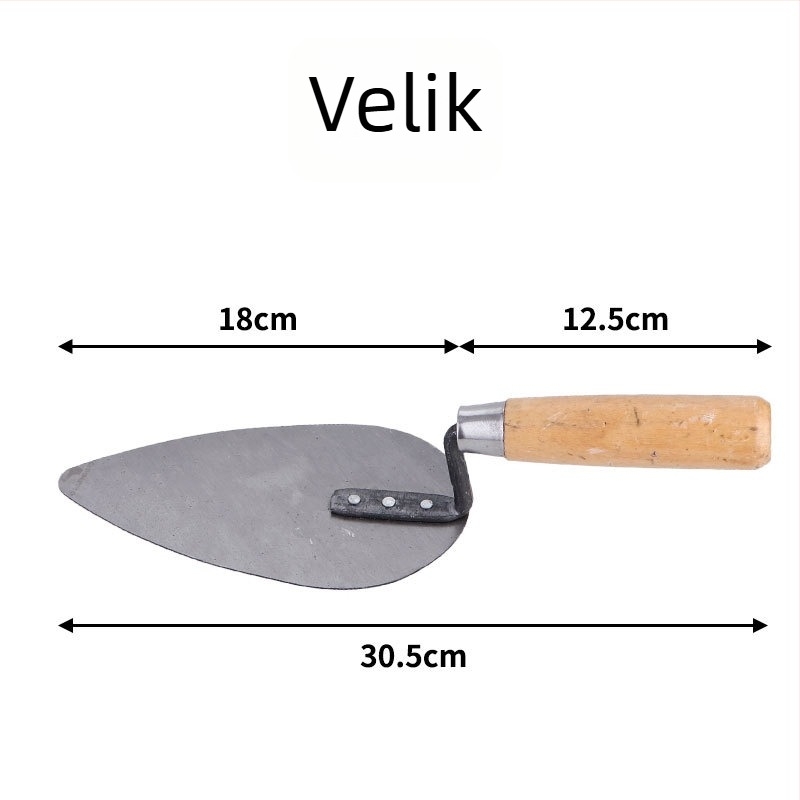 Zidarski alat s drvenom ručkom u obliku breskve — Strong Work model Gray Spoon, porijeklo Kina, namijenjeno zidarskim i majstorskim radovima