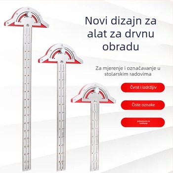 Drvena završna ravnala i kutomjer za mjerenje lukova i polukruga