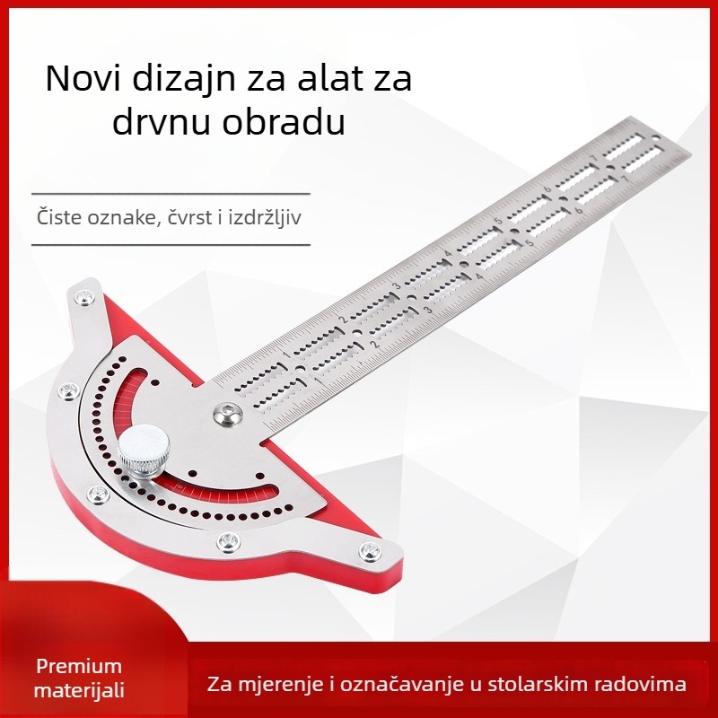 Drvena završna ravnala i kutomjer za mjerenje lukova i polukruga