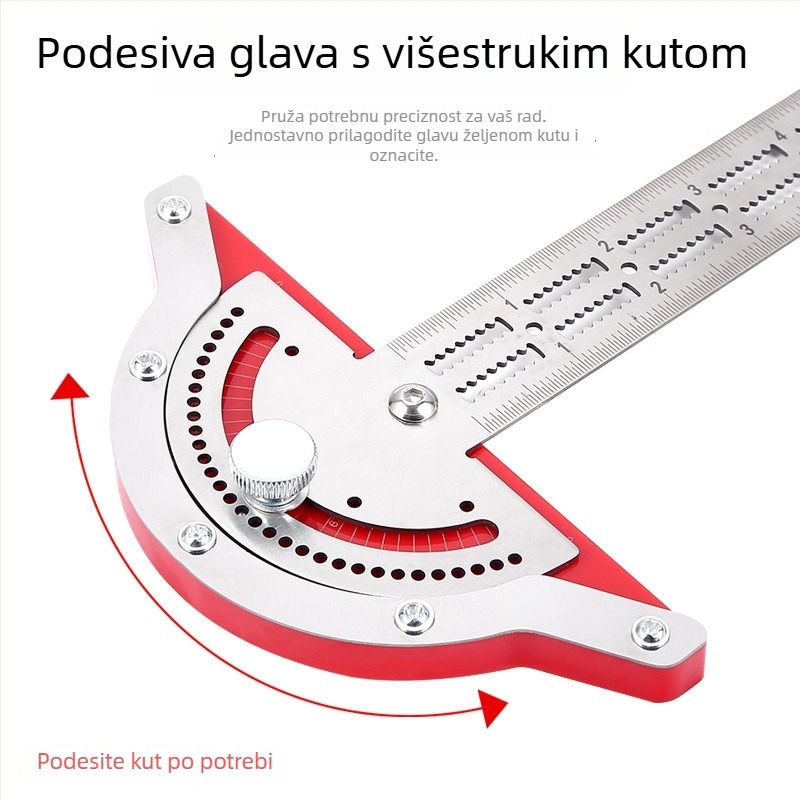 Drvena završna ravnala i kutomjer za mjerenje lukova i polukruga