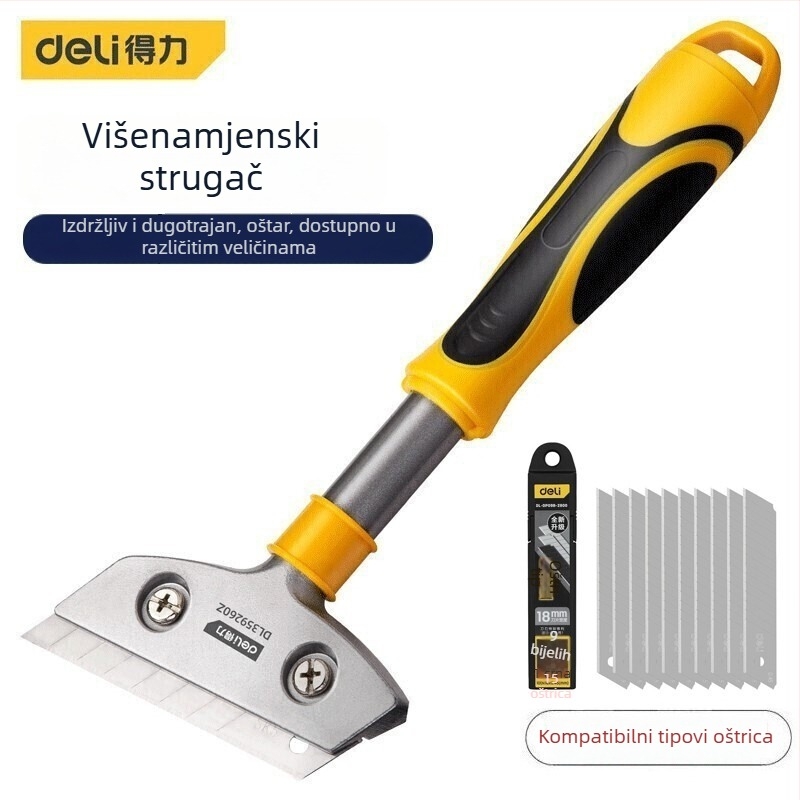 Deli set alata za čišćenje od aluminijske legure: škrapa/nož za čišćenje, ljepilo za staklo i punilo spojeva