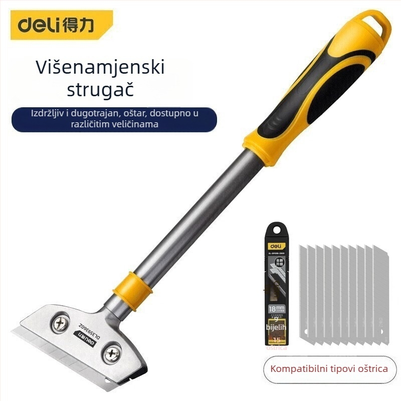 Deli set alata za čišćenje od aluminijske legure: škrapa/nož za čišćenje, ljepilo za staklo i punilo spojeva