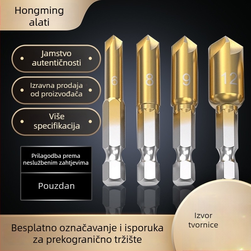 Hongming titanijem premazani alat za zaobljenu rub s pet oštrica, set bušilica za probijanje rupa i set bušilica za otvaranje rupa u drvetu