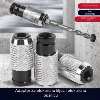 Adapter za bit za bušilicu s kvadratnim vratilom, četverostruki priključak, visokougljična čelik, opružna stezna