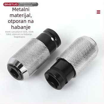 Adapter za bit za bušilicu s kvadratnim vratilom, četverostruki priključak, visokougljična čelik, opružna stezna