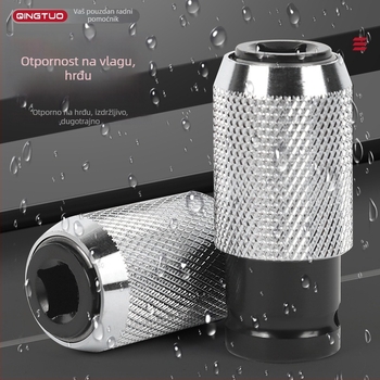 Adapter za bit za bušilicu s kvadratnim vratilom, četverostruki priključak, visokougljična čelik, opružna stezna