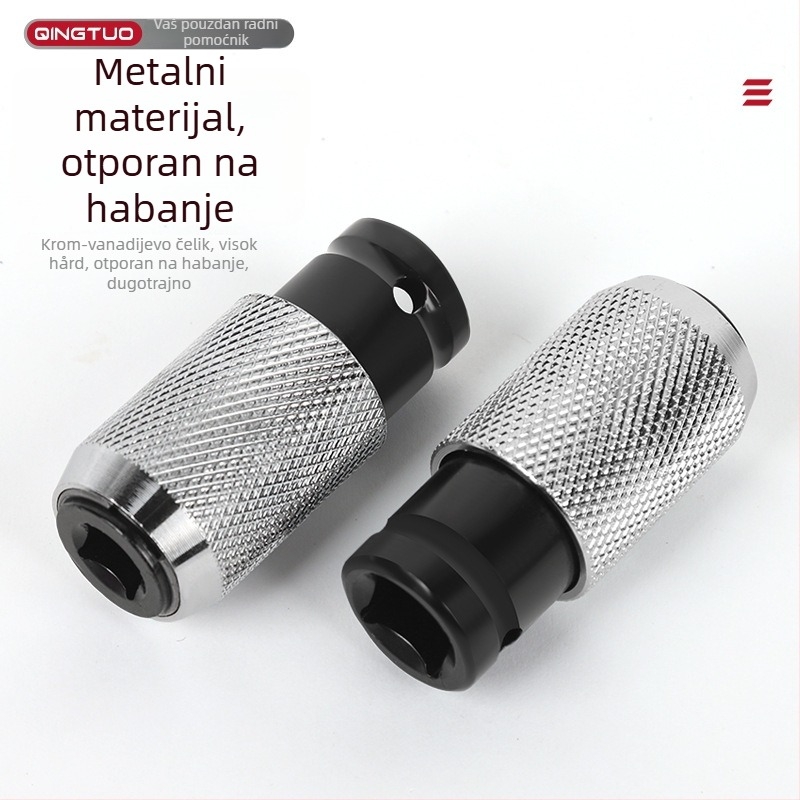 Adapter za bit za bušilicu s kvadratnim vratilom, četverostruki priključak, visokougljična čelik, opružna stezna