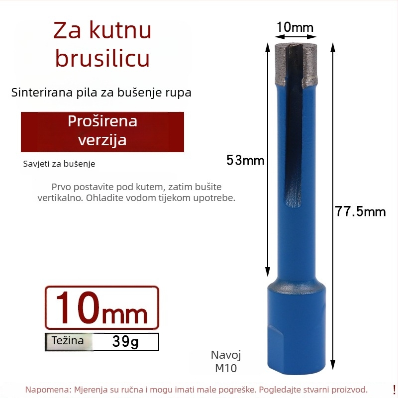 Xixinbo produženi dijamantni bušač za kutnu brusilicu – za mramor, keramiku i granit
