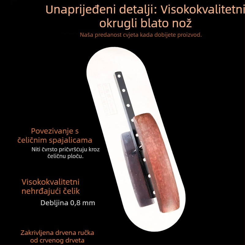 Hongtaiya Špatula s okruglom glavom, dvostrana, 0,8 mm debljina – za mort, zidanje i završnu obradu betonskih podova