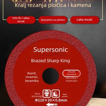 Diamantski rezni disk za kutnu brusilicu – brazirani dijamant, ultra-tanki, za mramor, keramiku i kvarcni kamen