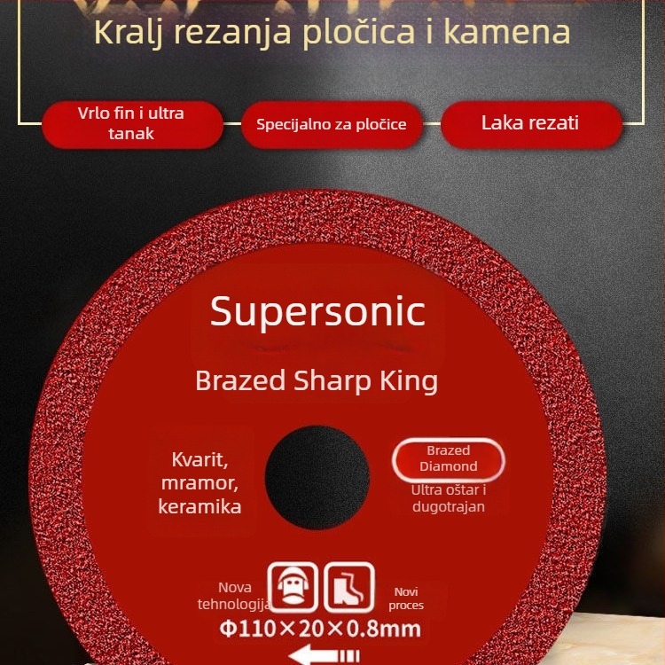 Diamantski rezni disk za kutnu brusilicu – brazirani dijamant, ultra-tanki, za mramor, keramiku i kvarcni kamen
